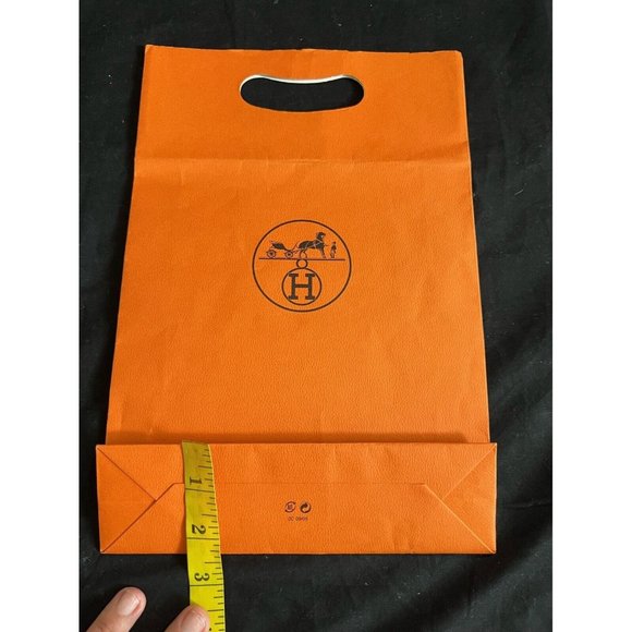 Hermes Paper Reusable Shopping Bag Gift Orange 12" x 8 " x 2.5" - Picture 3 of 9